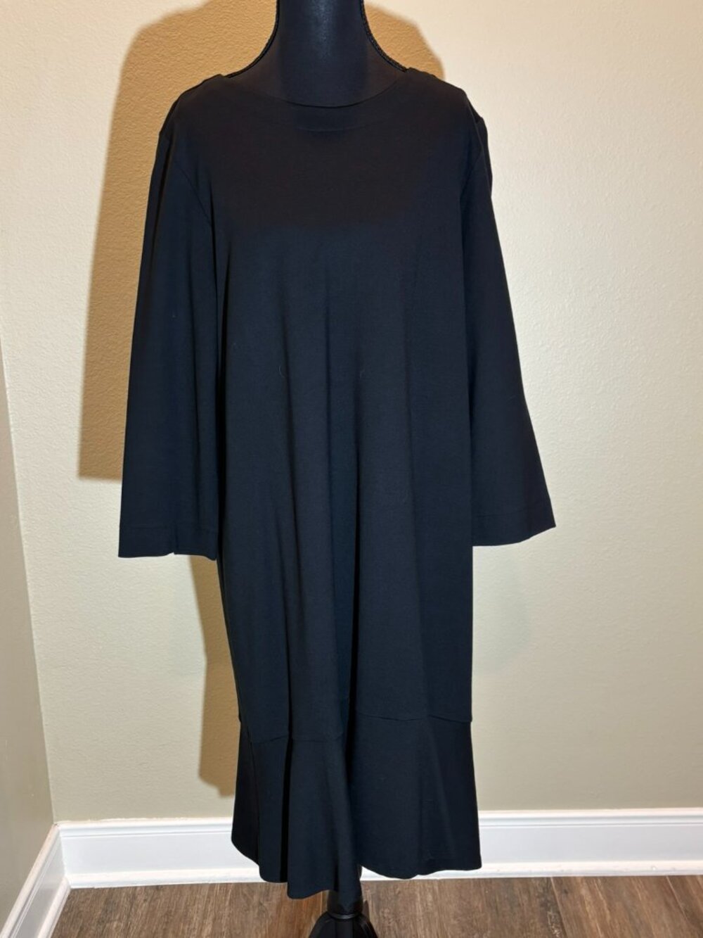NWT J.Jill Black Low Drop Waist Pull Over Long Sleeve Dress Size L